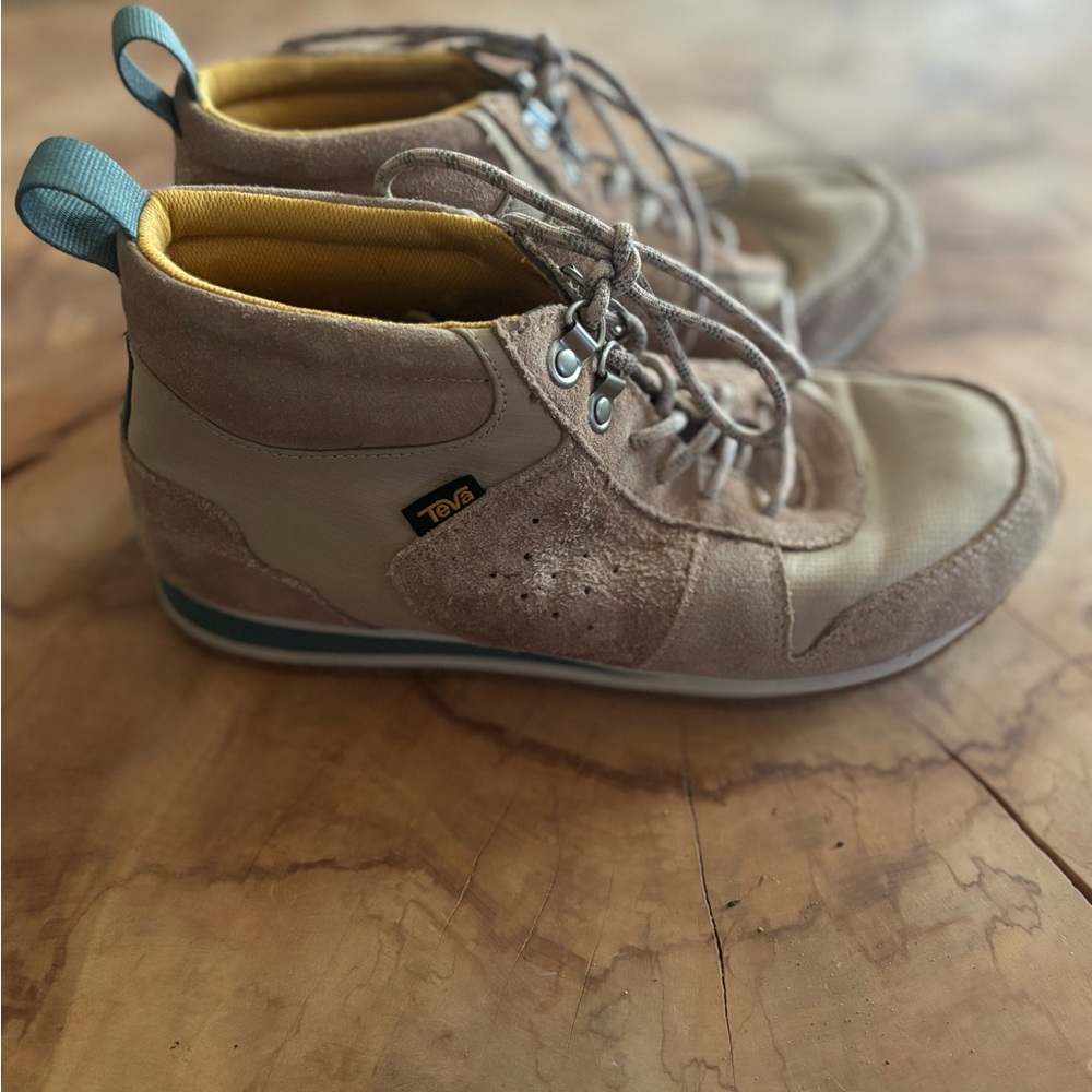 Teva Tan and Blue High-Top Sneakers/ Boots